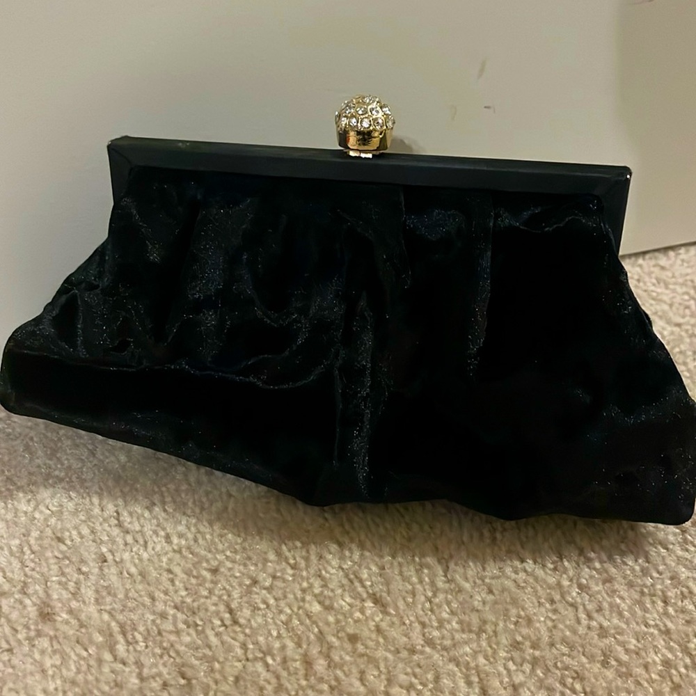 Black velvet evening bag